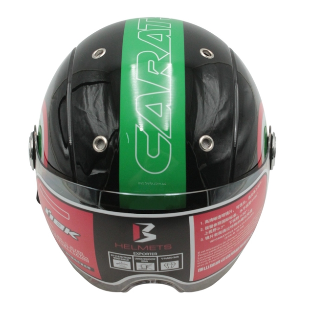 Мото шолом, відкритий (L) "IBK" 033, чорно-зелений фото westvelo.com