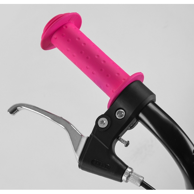 Самокат дитячий 2-х колісний, надувні колеса 12 Corso JT 47117 рожево-чорний, ручне переднє гальмо фото westvelo.com