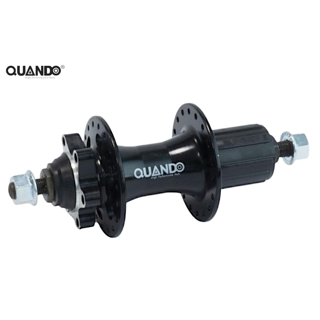 Втулка мтв задня, QUANDO, касета 8-10S, алюмінієвана, диск гальма 6 болтів, з ексцентриком 32 спиці (50) фото westvelo.com