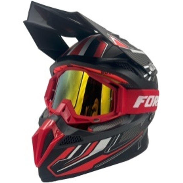 Шолом, закритий крос/ендуро (L) АТV Forsage Rider 031 чорно-червоний матовий з дашком + окуляри