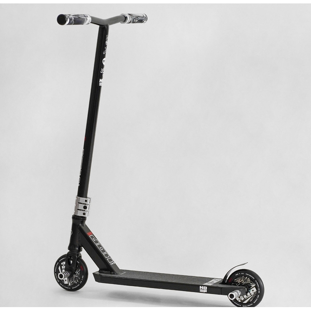 Самокат трюковий Best Scooter «HOP» N-16180 чорний, HIC-система, пеги, AL диск та дека, колеса PU Ø120mm, ширина керма - 58 см фото westvelo.com