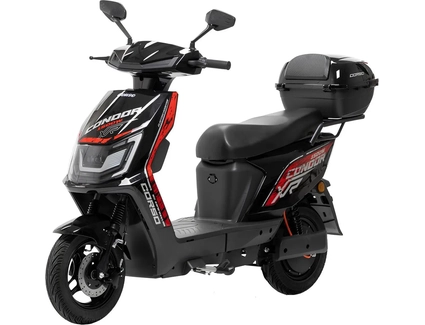 Електроскутер Corso «CONDOR» CD-915578, двигун 1500W, акумулятор 72V 30Ah літій-залізо-фосфатний, чорно-червоний, колеса 10"
