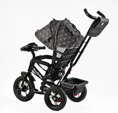Дитячий велосипед 3-х колісний з батьківською ручкою, з дашком, надувні колеса Best Trike 3390/40-055 чорний (зірочки)