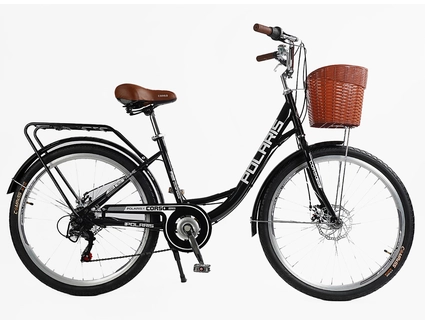 Міський велосипед 26 ST Corso «POLARIS» PS-80110 сталь 16,5", (к-т SHIMANO) чорний (+к/к/б)