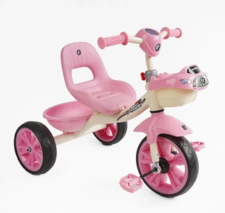Дитячий велосипед 3-х колісний EVA (піна) Best Trike колеса 10-8, «Машинка» BS-60725 рожевий, сталева рама, УКР.ОЗВУЧУВАННЯ, кошик
