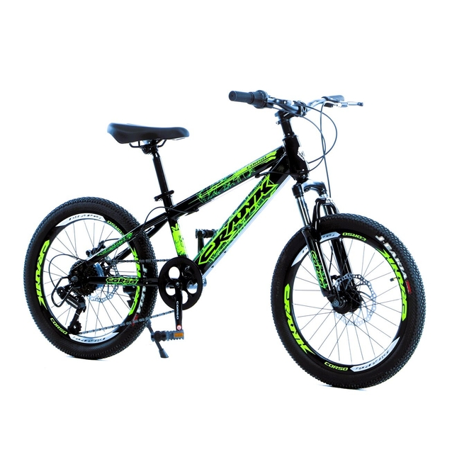 Велосипед 20 ST Corso «CRANK» CR-20247 сталь 11", (к-т SHIMANO) чорно-салатовий фото westvelo.com