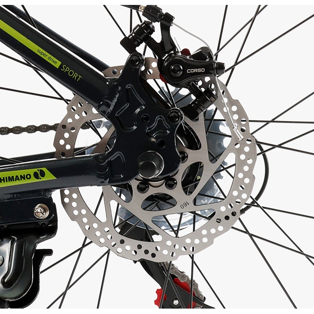 Велосипед 26 AL Corso «KORD» KD-80420 алюміній 15", (к-т SHIMANO) чорно-сіро-зелений фото westvelo.com