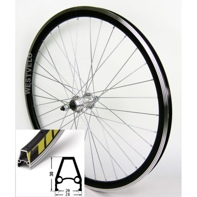 Колесо 24 зад, обід 2-ний чорний, втулка AL на промах (Gravity) фото westvelo.com