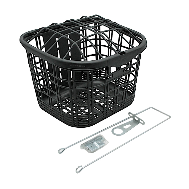 Кошик пластмасовий сітка AFT-142 чорний з кришкою (SLCK-018) фото westvelo.com