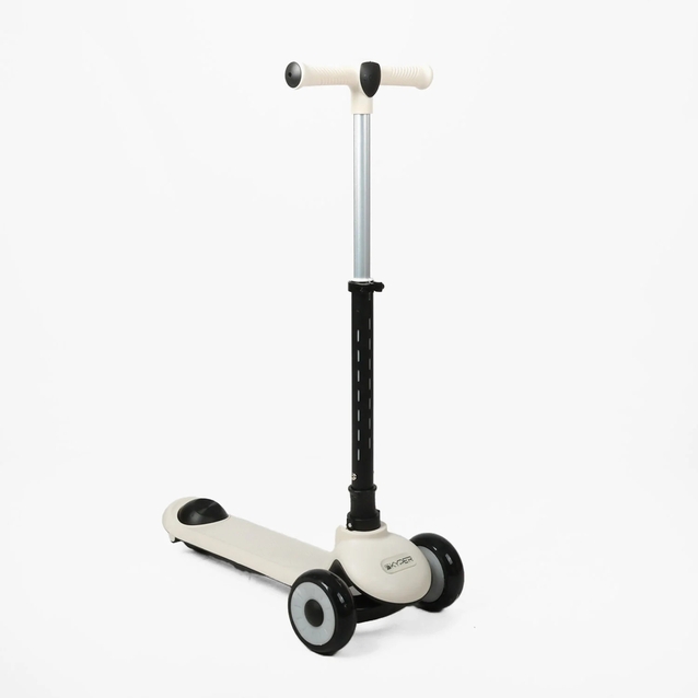 Самокат дитячий 3-х колісний Skyper J-4266-032 білий, колеса PU Ø125mm/35mm зі світлом, озвучування та підсвічування платформи, кермо складне фото westvelo.com