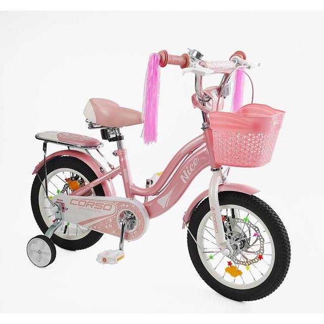 Дитячий велосипед 14 ST Corso «NICE» NC-14362 дискові гальма, рожевий фото westvelo.com