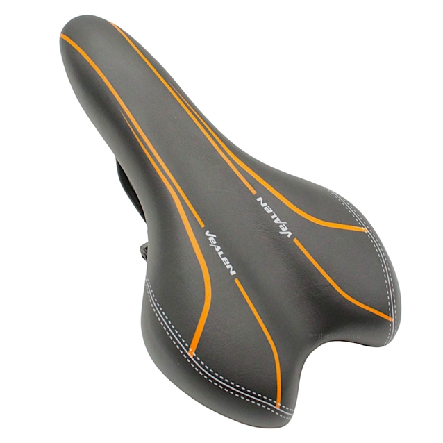 Сідло мтв VeAlen WL-1090 B-3 (+ замок) чорне з помаранчевою полосою фото westvelo.com