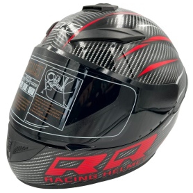 Мото шолом, закритий (M) OKE HELMETS DOT "218" сіро-червоний, глянцевий