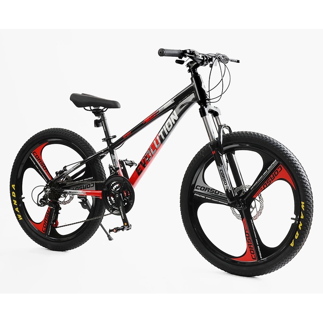 Велосипед 24 AL Corso «EVOLUTION» EV-24314 алюміній 11", (к-т SHIMANO) чорно-червоний фото westvelo.com