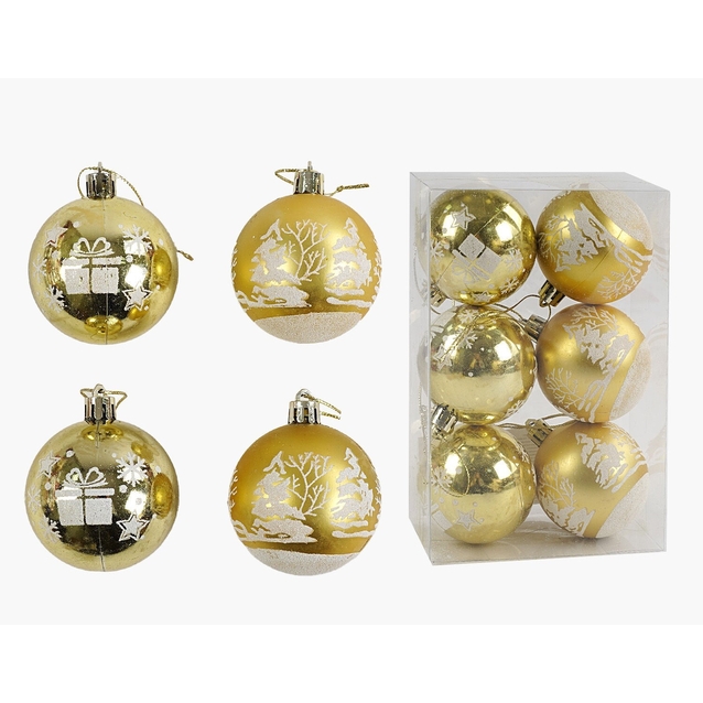 Новорічні прикраси .6 шт, кульки, D = 5,5 см, у слюді (C 67664) фото westvelo.com