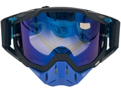 Мото окуляри Кросс-ендуро "MO-4" чорно-сині із дзеркальною лінзою