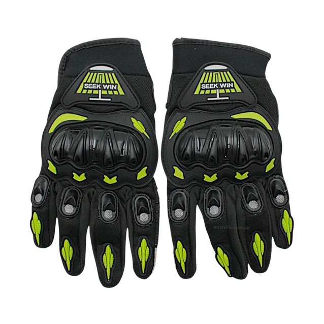 Мото рукавиці (S) "MP-2" SEK WIN, чорно-салатові фото westvelo.com