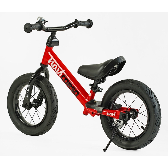 Велобіг 12 Corso надувні колеса, сталева рама «NAVI» NV-12306 червоний, підніжка, підставка для ніг, дзвіночок фото westvelo.com