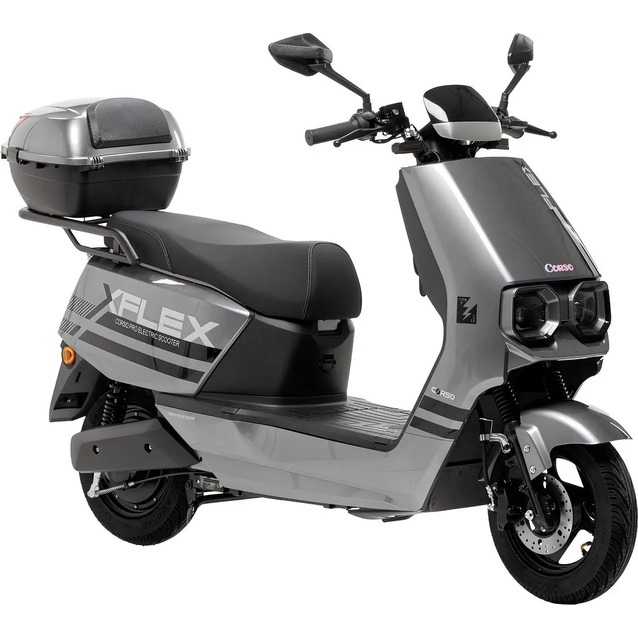Електроскутер Corso «FLEX» FL-548209 двигун 1500W, акумулятор графеновий 72V/35Ah, сірий, колеса 10" + 1 ящик. акум фото westvelo.com