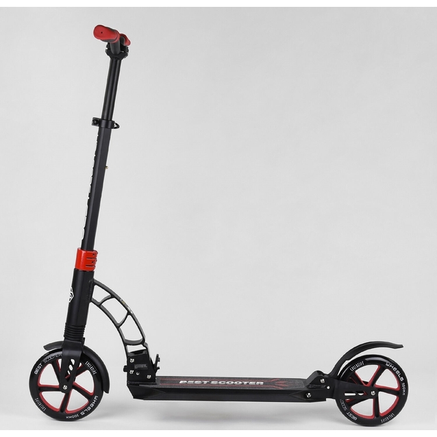 Самокат дитячий 2-х колісний, PU Best Scooter 42923 чорно-червоний, Ø200mm, AL, 2 амортизатора фото westvelo.com