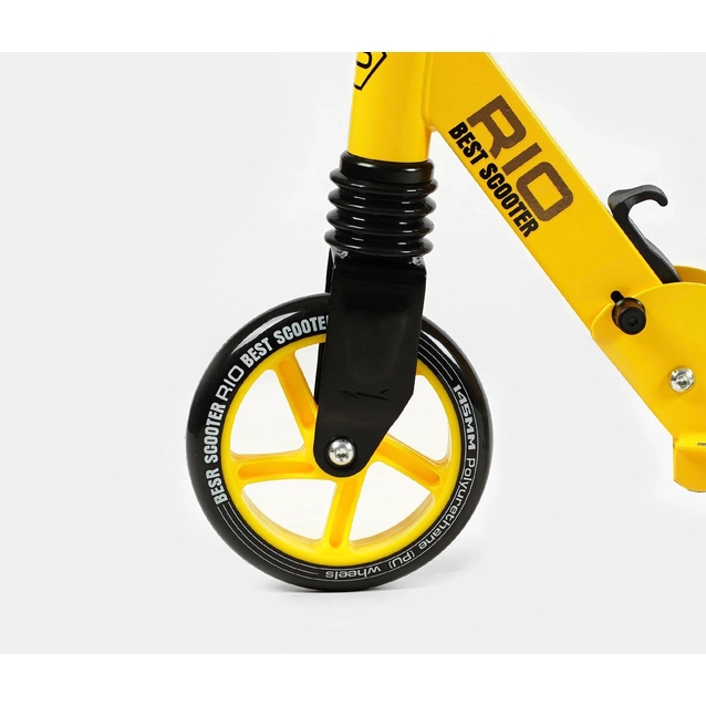 Самокат дитячий 2-х колісний, PU Best Scooter «RIO» 35959 жовтий, Ø145mm, передній амортизатор, AL гальмо фото westvelo.com