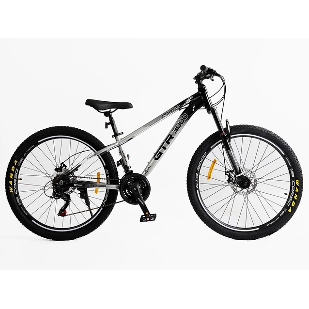 Велосипед 26 AL Corso «GTR-3000» GTR-50044 алюміній 13", (к-т SHIMANO) чорно-сірий фото westvelo.com