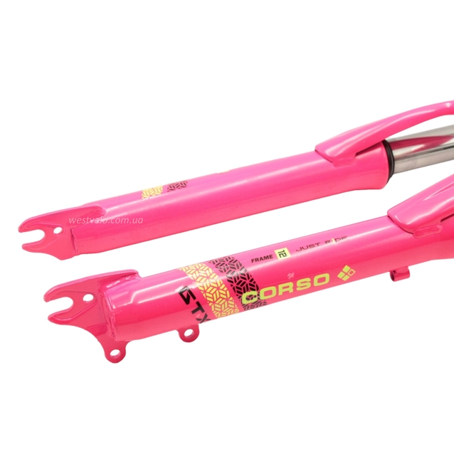 Вилка 24 аморт. різьб. CORSO (797) GTX, рожева, disk, шток L-150mm р.з L-45mm фото westvelo.com