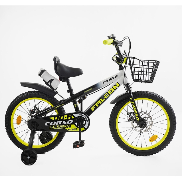 Дитячий велосипед 18 ST Corso «FALCON» FL-18107 дискові гальма, чорно-жовтий фото westvelo.com