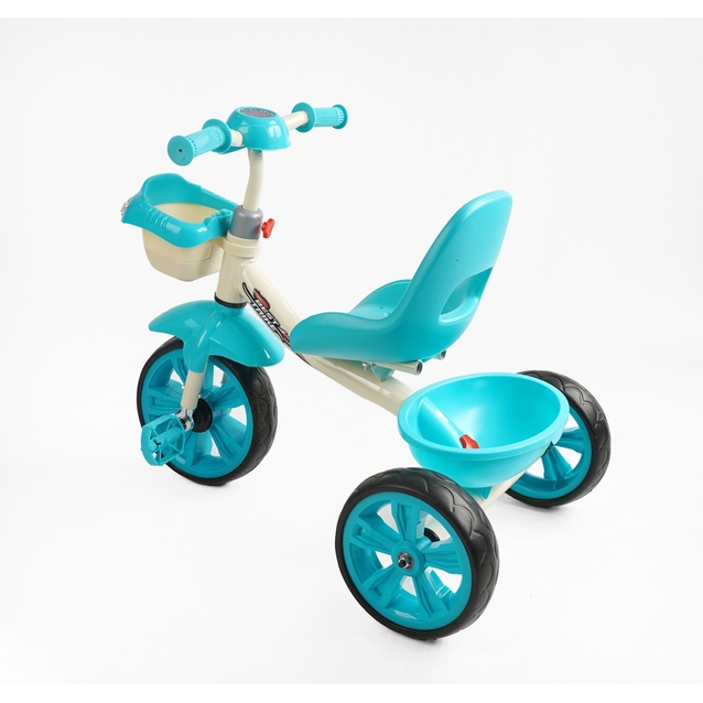 Дитячий велосипед 3-х колісний EVA (піна) Best Trike колеса 10-8, «Машинка» BS-60985 блакитний, сталева рама, УКР.ОЗВУЧУВАННЯ, кошик