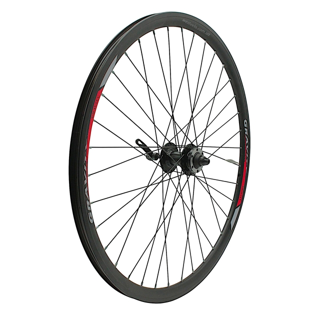 Колесо 27,5 перед, обід 2-ний чорний дисковий, втулка AL. NECO MS37F, диск 6 болтів,ексцентрик, чорна спиця фото westvelo.com