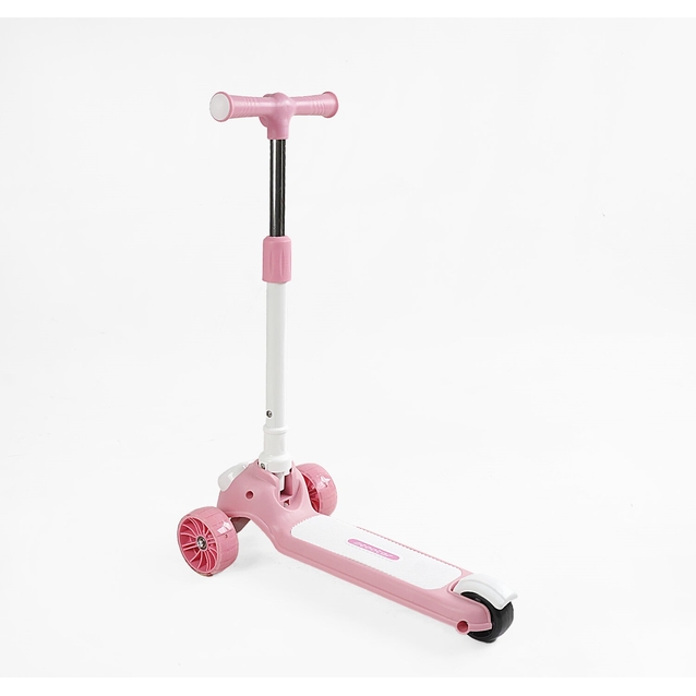 Самокат дитячий 3-х колісний, Skyper CL-4180 рожевий, колеса PU Ø125mm зі світлом, українське озвучування, підсвічування платформи, кермо складне фото westvelo.com