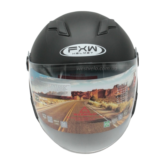 Мото шолом, відкритий (M) FXW HF-223 чорний матовий, + окуляри фото westvelo.com