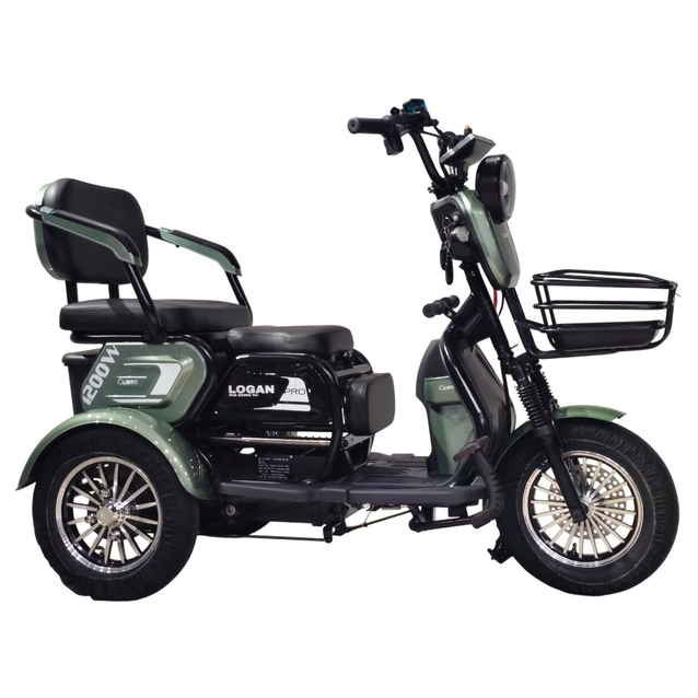 Трицикл Corso «LOGAN PRO» LN-904078, двигун 1200W, акумулятор 72V 28Ah графеновий, зелений + 1 ящик. акум, колеса 10" фото westvelo.com