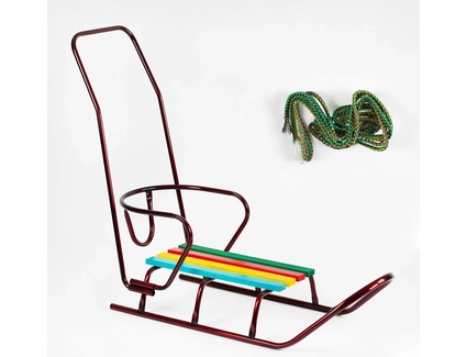 Сани з ручкою, ЛЮКС круглі полози, бордові