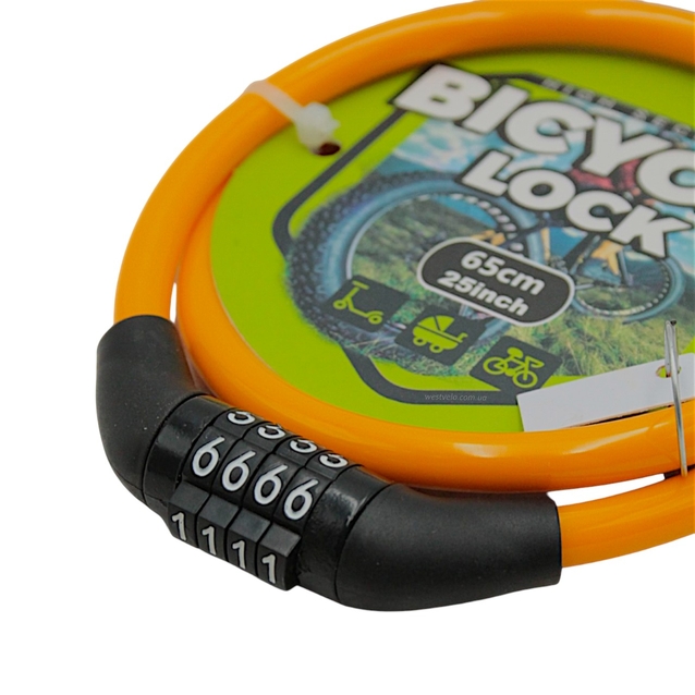 Замок на код 4 цифри KIHUU LOCK (F-6-2) Ø8mm-650mm фото westvelo.com