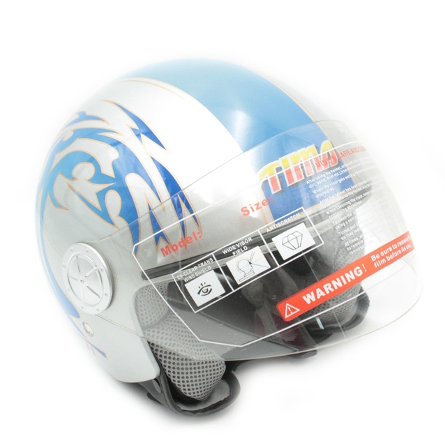 Мото шолом, відкритий (XS 54) TimA №201 сіро-блакитний фото westvelo.com