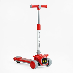 Самокат дитячий 3-х колісний, Skyper RD-0423 червоно-сірий, колеса PU Ø125mm зі світлом, музика та підсвічування платформи, складне кермо