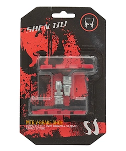 Колодки гальмівні V-brake SHEN JILI на блістері чорно-червоні