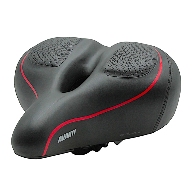 Сідло на демферах AVANTI AFT-89 м'яке, червона полоска з отвором фото westvelo.com