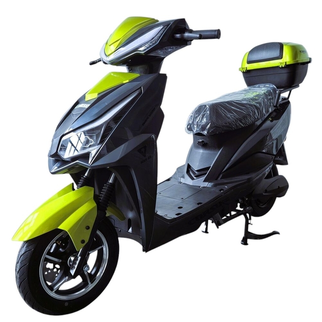 Електроскутер Corso «JOGGER» JR-764032, двигун 1500W, акумулятор 72V 25Ah свинцево-кислотний сіро-оливковий, колеса 10" + 1 ящик. акум фото westvelo.com