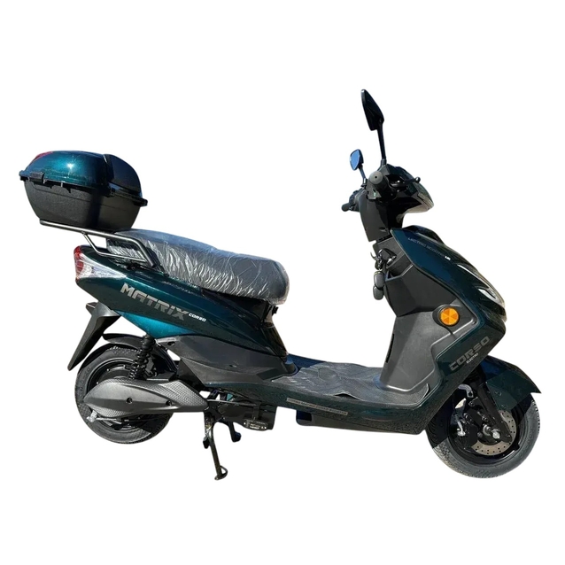 Електроскутер Corso «MATRIX» MT-924107 двигун 1200W, акумулятор 72V 25Ah графеновий, зелено-синій, колеса 10" + 1 ящик. акум фото westvelo.com