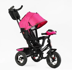 Дитячий велосипед 3-х колісний з батьківською ручкою, з дашком, надувні колеса Best Trike 3390/36-769 рожево-чорний
