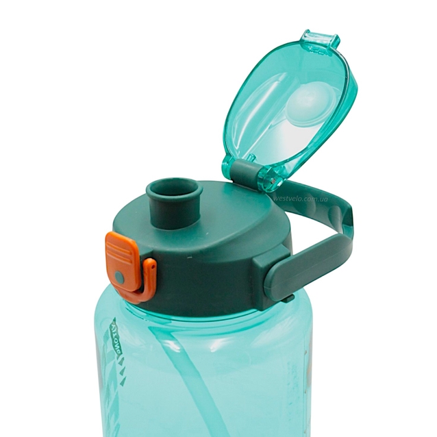 Фляга 1600 ml харч.пластик, KEEPTO EXERCISE, (для тренувань) з трубкою, бірюзова фото westvelo.com