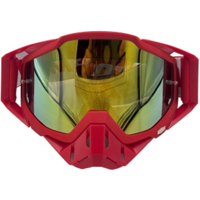 Мото окуляри Кросс-ендуро "MO-9" червоні із дзеркальною лінзою фото westvelo.com