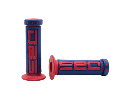 Мото гріпси DBS (Rubber) (синьо-червоні) гумові з буртиком
