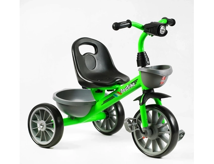 Дитячий велосипед 3-х колісний EVA (піна) Best Trike колеса 12-10, BS-14640 салатово-сірий, сталева рама, фара з музикою та світлом, 1 пісня українською та 2 англійською, 2 кошики