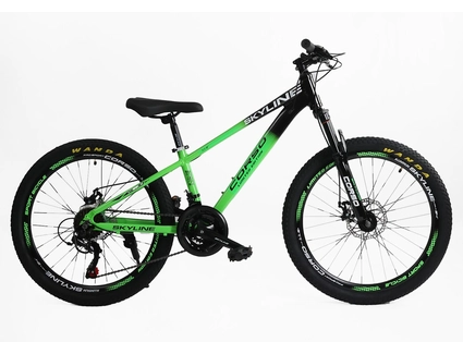 Велосипед 24 AL Corso «SKYLINE» SL-30501 алюміній 11", (к-т SHIMANO) чорно-салатовий