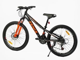 Велосипед 24 AL Corso «FENIX» FX-24365 алюміній 11", (к-т Saiguan) чорно-помаранчевий