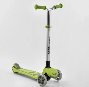 Самокат дитячий 3-х колісний, Best Scooter Y-00436 салатовий, колеса PU Ø120mm/80mm зі світлом, складне AL кермо