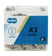 Ланцюг одношвидкісний 110 ланок KMC K1-W пластик BMX Silver/Black (1/2 X 1/8) + замок